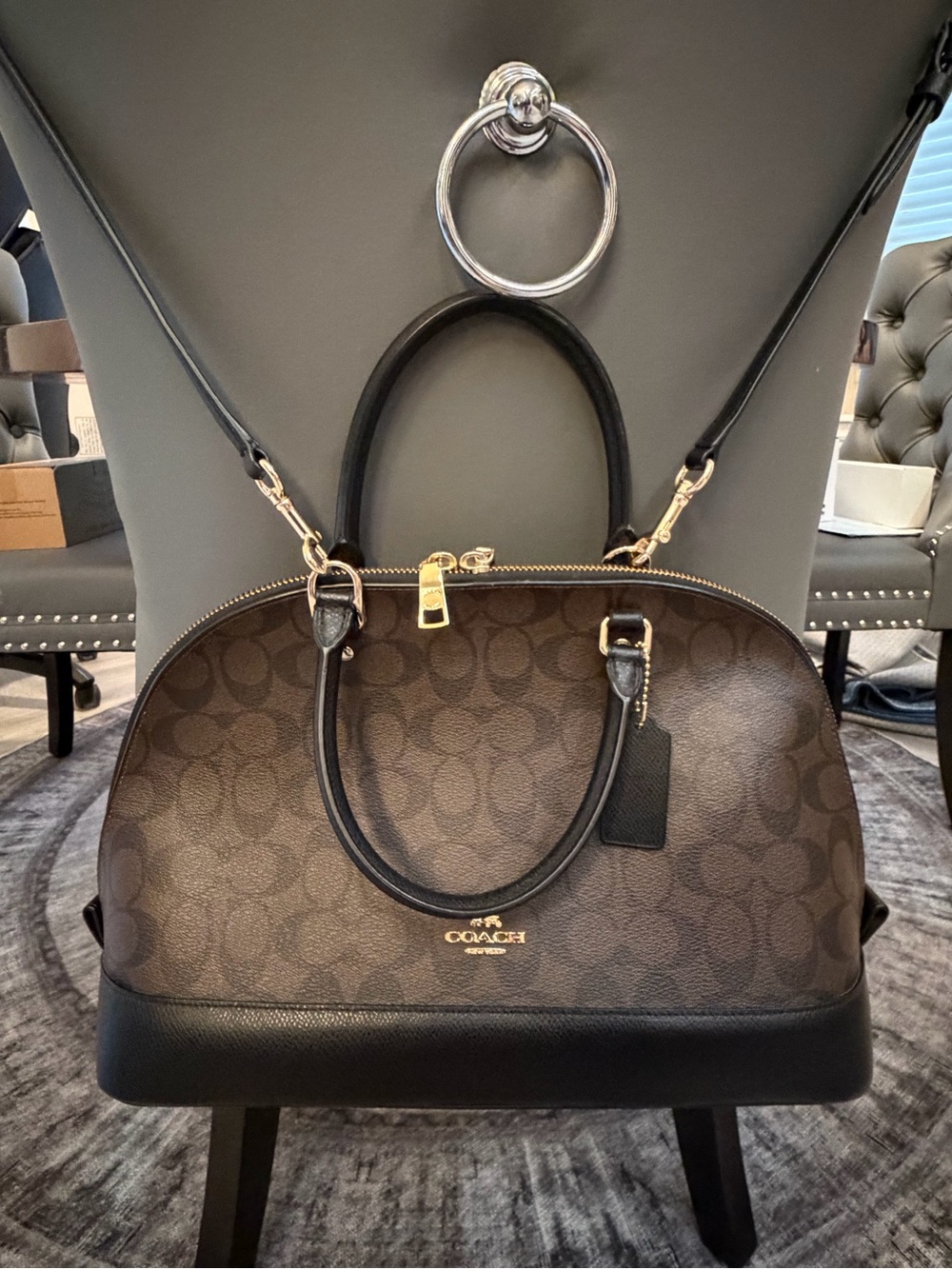 Coach Sierra Brown and Black Signature Dome Satchel